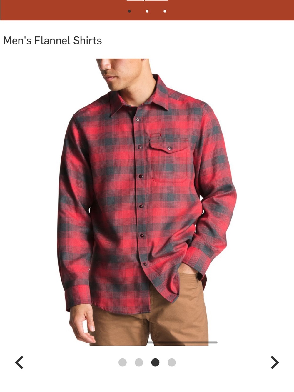 The North Face Men's Red and Black Plaid Button-Down Flannel Shirt